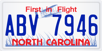 NC license plate ABV7946