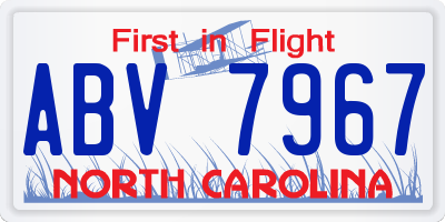 NC license plate ABV7967