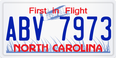 NC license plate ABV7973