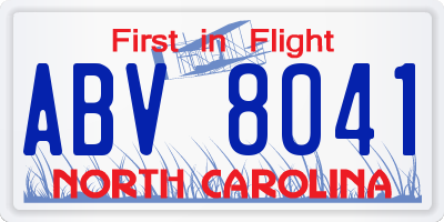 NC license plate ABV8041