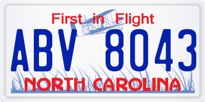 NC license plate ABV8043