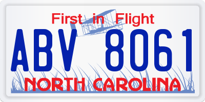 NC license plate ABV8061