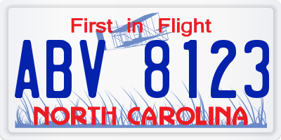 NC license plate ABV8123