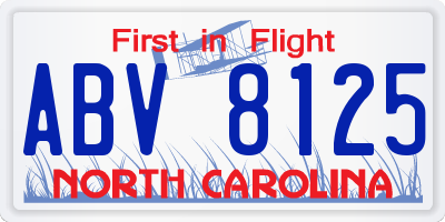 NC license plate ABV8125
