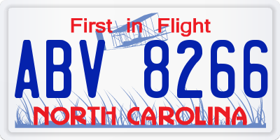 NC license plate ABV8266