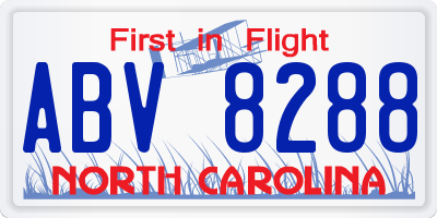 NC license plate ABV8288