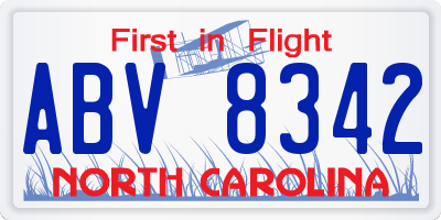 NC license plate ABV8342