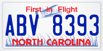 NC license plate ABV8393