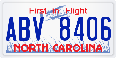 NC license plate ABV8406