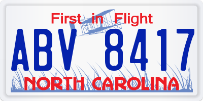 NC license plate ABV8417