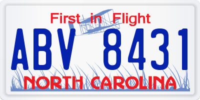 NC license plate ABV8431