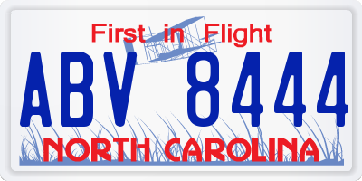 NC license plate ABV8444