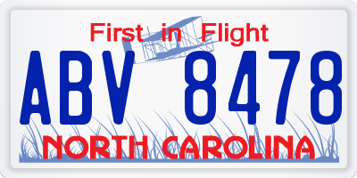 NC license plate ABV8478