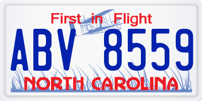 NC license plate ABV8559