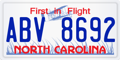 NC license plate ABV8692