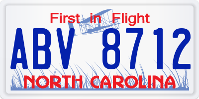 NC license plate ABV8712