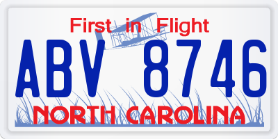 NC license plate ABV8746