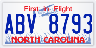 NC license plate ABV8793