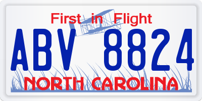 NC license plate ABV8824