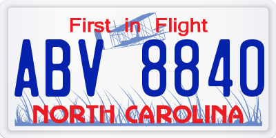 NC license plate ABV8840