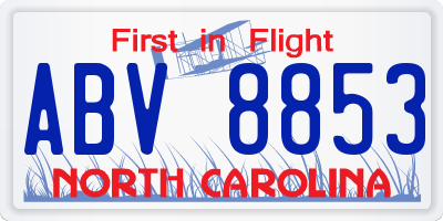 NC license plate ABV8853