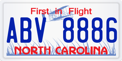 NC license plate ABV8886