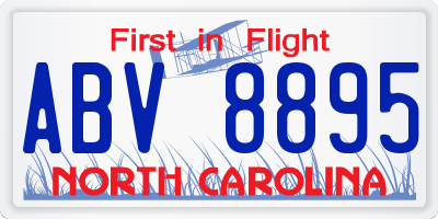 NC license plate ABV8895