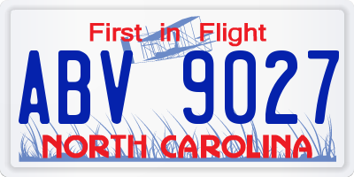NC license plate ABV9027