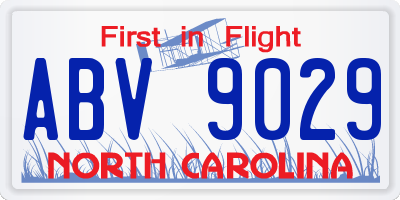 NC license plate ABV9029