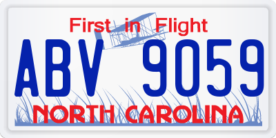 NC license plate ABV9059