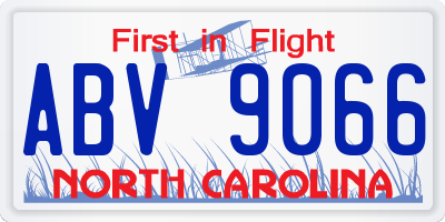 NC license plate ABV9066
