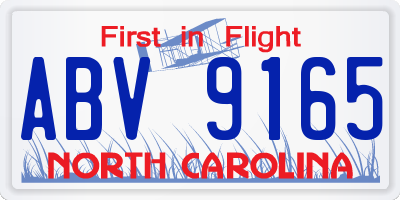NC license plate ABV9165