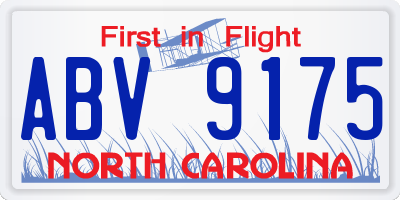 NC license plate ABV9175