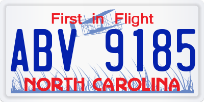 NC license plate ABV9185