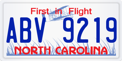 NC license plate ABV9219