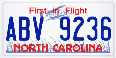 NC license plate ABV9236
