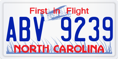 NC license plate ABV9239
