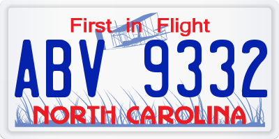 NC license plate ABV9332