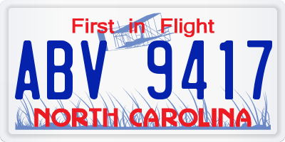 NC license plate ABV9417