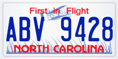 NC license plate ABV9428