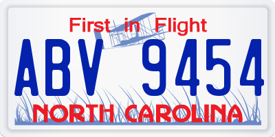 NC license plate ABV9454