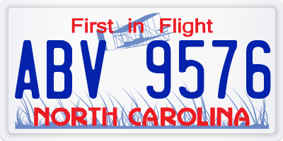 NC license plate ABV9576