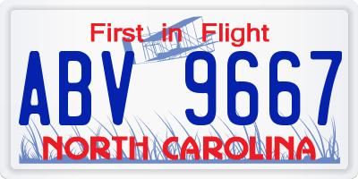 NC license plate ABV9667