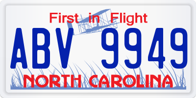 NC license plate ABV9949