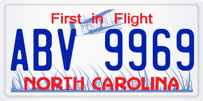 NC license plate ABV9969