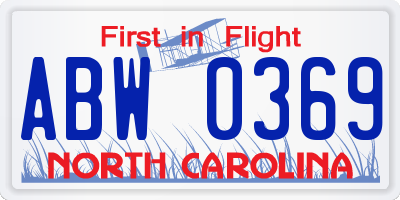 NC license plate ABW0369