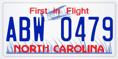 NC license plate ABW0479