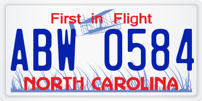 NC license plate ABW0584