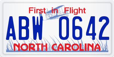 NC license plate ABW0642