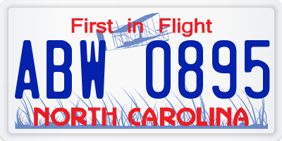 NC license plate ABW0895
